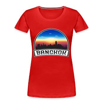 Bangkok Thaïlande Skyline Vintage Sunset Travel Sou - T-shirt bio Premium Femme - rouge - Devant - Mia (176cm)