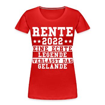 Rente 2022 Rentner Pensionist Pension Ruhestand - Frauen Premium Bio T-Shirt - Rot - Vorne - Mia (176cm)