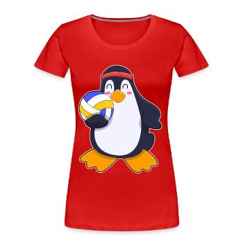 Joueur de volley-ball des Penguins Volley-ball - T-shirt bio Premium Femme - rouge - Devant - Mia (176cm)
