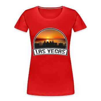 Las Vegas Nevada USA Skyline Vintage Sunset Travel - Women's Premium Organic T-Shirt - red - Front - Mia (176cm)