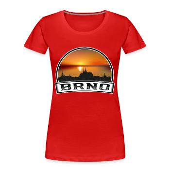 Brno Tschechien Skyline Vintage Sonnenuntergang Reise Souveni - Frauen Premium Bio T-Shirt - Rot - Vorne - Mia (176cm)
