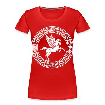 Symbole du cheval Pégase blanc - T-shirt bio Premium Femme - rouge - Devant - Mia (176cm)