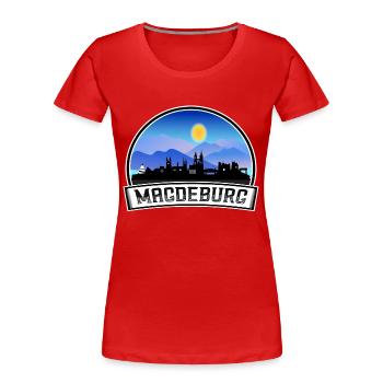 Magdeburg Deutschland Skyline Vintage Sonnenuntergang Reisen So - Frauen Premium Bio T-Shirt - Rot - Vorne - Mia (176cm)
