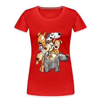 Lustiges Hunde Team I Lustiges Hundemotiv I Hund - Frauen Premium Bio T-Shirt - Rot - Vorne - Mia (176cm)