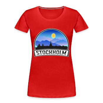 Stockholm Suède Skyline Vintage Sunset Travel Sou - T-shirt bio Premium Femme - rouge - Devant - Mia (176cm)