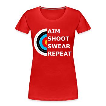 Aim Shoot Swear Repeat - Archery Target - Women's Premium Organic T-Shirt - red - Front - Mia (176cm)