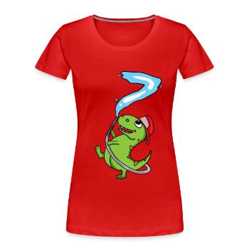 7th Birthday Dinosaur Fire Brigade Gift - Women's Premium Organic T-Shirt - red - Front - Mia (176cm)
