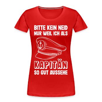 Kapitän Mütze Käptn Bootsführerschein Schifffahrt - Frauen Premium Bio T-Shirt - Rot - Vorne - Mia (176cm)