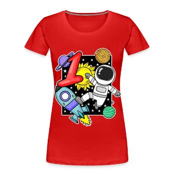 1 an astronaute garçon 1er anniversaire cadeau - T-shirt bio Premium Femme - rouge - Devant - Mia (176cm)