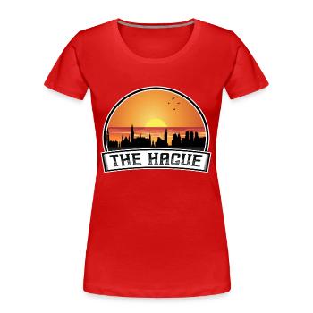 La Haye Pays-Bas Skyline Vintage Sunset Trave - T-shirt bio Premium Femme - rouge - Devant - Mia (176cm)