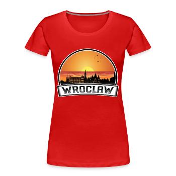Wroclaw Pologne Skyline Vintage Sunset Travel Souve - T-shirt bio Premium Femme - rouge - Devant - Mia (176cm)
