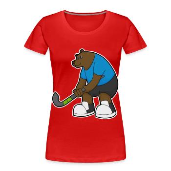 Hockey sur gazon Bear Stick - T-shirt bio Premium Femme - rouge - Devant - Mia (176cm)