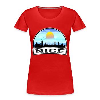 Nice France Skyline Vintage Sunset Travel Souvenir - Women's Premium Organic T-Shirt - red - Front - Mia (176cm)