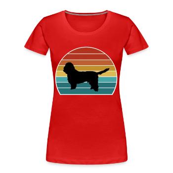 Basset Griffon Vendeen Petit Dog Silhouette Vintag - Frauen Premium Bio T-Shirt - Rot - Vorne - Mia (176cm)