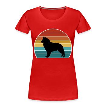 Chien de berger bohème Silhouette Vintage Sunset fo - T-shirt bio Premium Femme - rouge - Devant - Mia (176cm)