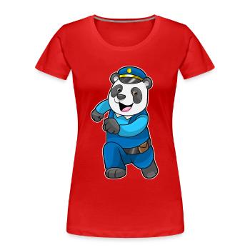 Panda Polizist Polizeimütze Polizei - Frauen Premium Bio T-Shirt - Rot - Vorne - Mia (176cm)