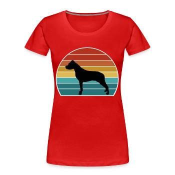 Argentino Dog Silhouette Vintage Sunset pour Chien Lo - T-shirt bio Premium Femme - rouge - Devant - Mia (176cm)