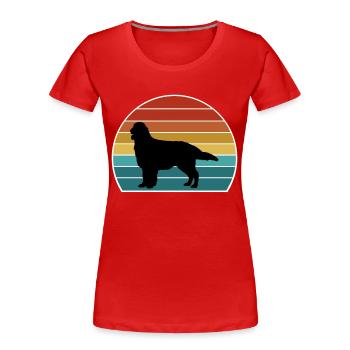 Flat-Coated Retriever Dog Silhouette Vintage Sunse - Women's Premium Organic T-Shirt - red - Front - Mia (176cm)
