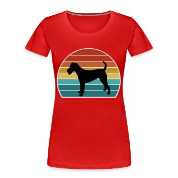 Irish Terrier Dog Silhouette Vintage Sunset pour Do - T-shirt bio Premium Femme - rouge - Devant - Mia (176cm)