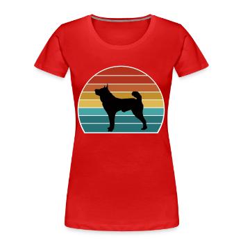 Karelian Bear Dog Silhouette Vintage Sunset for Do - Women's Premium Organic T-Shirt - red - Front - Mia (176cm)