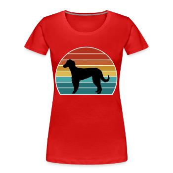 Taigan Dog Silhouette Vintage Sunset for Dog Lover - Women's Premium Organic T-Shirt - red - Front - Mia (176cm)