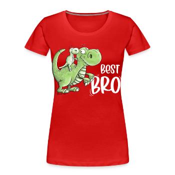 Frères et sœurs Dinosaures I Meilleur frère - T-shirt bio Premium Femme - rouge - Devant - Mia (176cm)