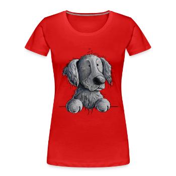 Happy Flat Coated Retriever I Hund - Frauen Premium Bio T-Shirt - Rot - Vorne - Mia (176cm)