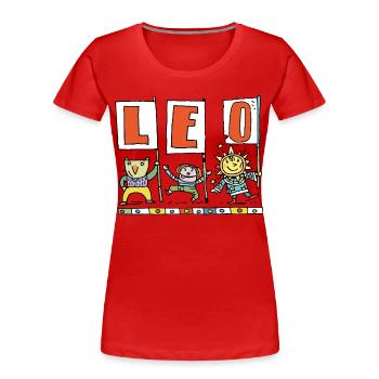 Leo Kids Banner Art - Women's Premium Organic T-Shirt - red - Front - Mia (176cm)