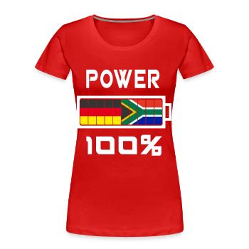 Deutschland und Südafrika Power 100% - Frauen Premium Bio T-Shirt - Rot - Vorne - Mia (176cm)