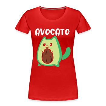 Avocato Funny Avocado Lover Cat - Women's Premium Organic T-Shirt - red - Front - Mia (176cm)