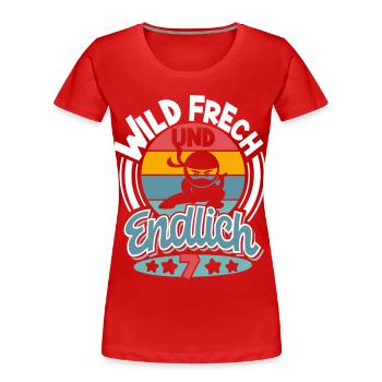 Ninja 7 Jahre Geburtstag Kinder - Frauen Premium Bio T-Shirt - Rot - Vorne - Mia (176cm)