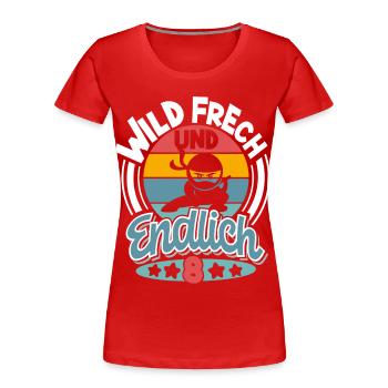Ninja 8 Jahre Geburtstag Kinder - Frauen Premium Bio T-Shirt - Rot - Vorne - Mia (176cm)