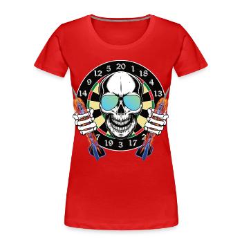 Skull Dartboard Neon Sonnenbrille Dart Scheibe - Frauen Premium Bio T-Shirt - Rot - Vorne - Mia (176cm)
