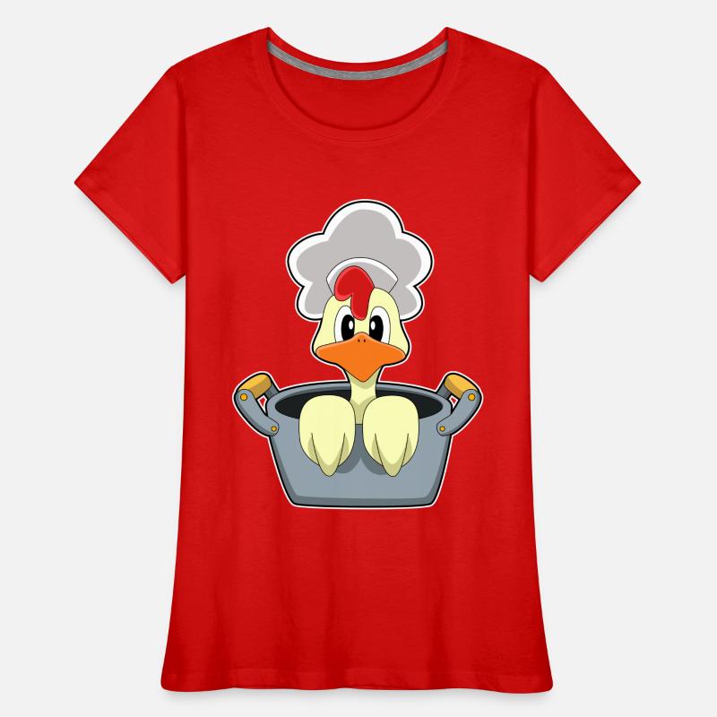 Poulet avec marmite T-shirt bio Premium Femme