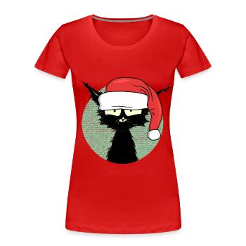 Pyjama chaton de Noël - T-shirt bio Premium Femme - rouge - Devant - Mia (176cm)