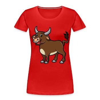 Bull Cartoon Illustration Kawaii pour les enfants - T-shirt bio Premium Femme - rouge - Devant - Mia (176cm)