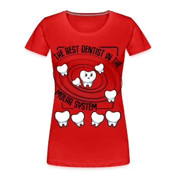 Kawaii Tooth Charm in Orbit - Women's Premium Organic T-Shirt - red - Front - Mia (176cm)