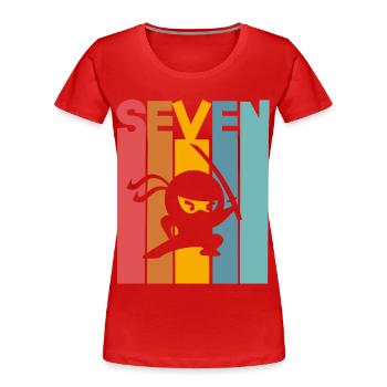 Ninja 7. Geburtstag Kinder - Frauen Premium Bio T-Shirt - Rot - Vorne - Mia (176cm)