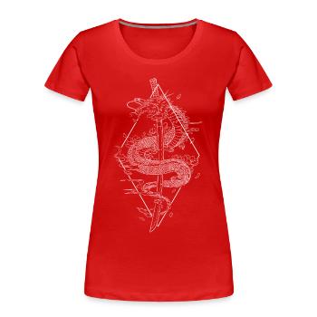 Schwert Katana Japanischer Drache Kanji Japanese - Frauen Premium Bio T-Shirt - Rot - Vorne - Mia (176cm)