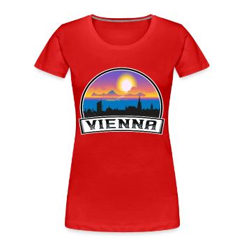 Vienna Austria Skyline Vintage Sunset Travel Souve - Women's Premium Organic T-Shirt - red - Front - Mia (176cm)