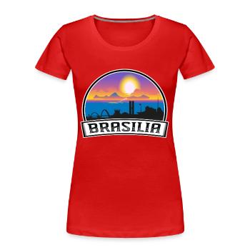 Brasilia Brésil Skyline Vintage Sunset Travel Souv - T-shirt bio Premium Femme - rouge - Devant - Mia (176cm)