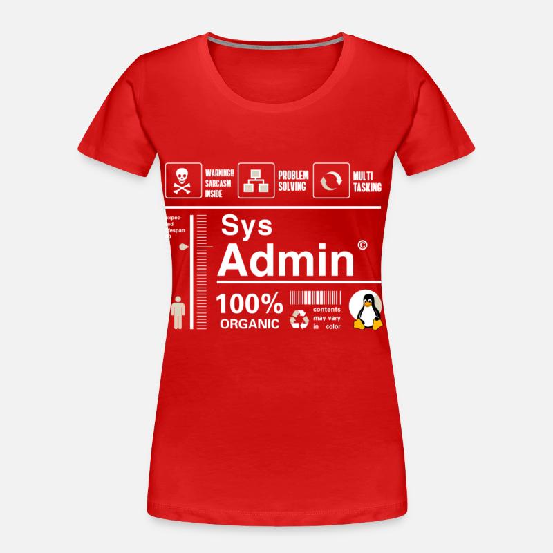 Sys Admin Penguin Ordinateur Nerd pc Platine cpu inh - T-shirt bio Premium Femme - rouge