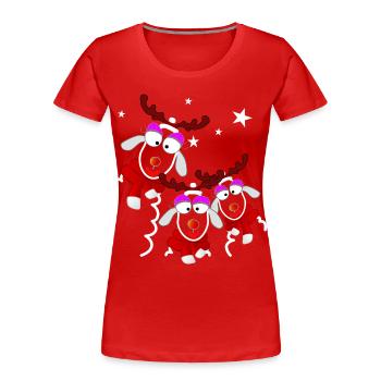 Reindeer Ladies Noël - T-shirt bio Premium Femme - rouge - Devant - Mia (176cm)