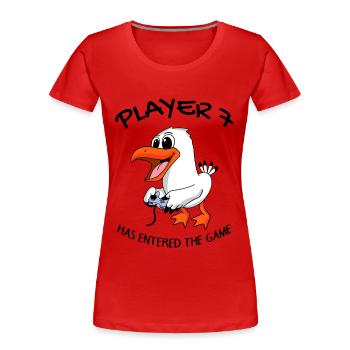 Spieler 7 hat das Spiel Betreten Baby - Frauen Premium Bio T-Shirt - Rot - Vorne - Mia (176cm)