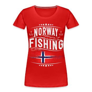Norvège Pêcheur pêcheur - T-shirt bio Premium Femme - rouge - Devant - Mia (176cm)