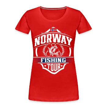 Norvège Pêcheur pêcheur - T-shirt bio Premium Femme - rouge - Devant - Mia (176cm)