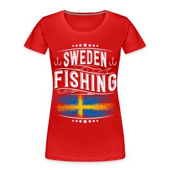 Suède Pêche Pêcheur Pêcheur - T-shirt bio Premium Femme - rouge - Devant - Mia (176cm)