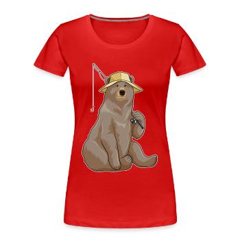 Canne à pêche Bear Angler Canne à pêche - T-shirt bio Premium Femme - rouge - Devant - Mia (176cm)