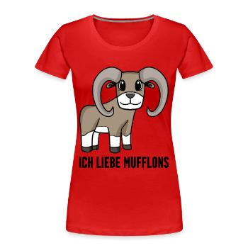 Mufflon Wildschaf - Frauen Premium Bio T-Shirt - Rot - Vorne - Mia (176cm)