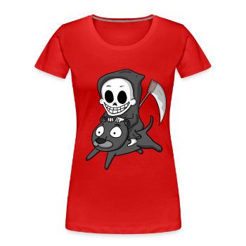 Grim Reaper et Black Panther - T-shirt bio Premium Femme - rouge - Devant - Mia (176cm)